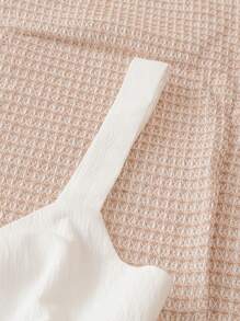 Soleia Áo thun nữ ngày lễ thường ngày xoắn phía trước viền bất đối xứng viền ren áo yếm - trắng - Xem 5