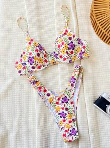 SHEIN Swim Summer Beach Ditsy Floral Underwire Separated Bikini Set, Bikini Set For Women - Multicolor - View 4