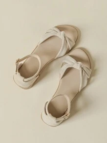 Giày sandal quai ngang gót chunky mùa xuân/thu 2025 dành cho nữ, họa tiết hoa lá phối hợp phong cách bohemian retro, đế xuồng thoải mái, gót thấp, hở mũi, giày casual đi biển, thanh lịch, đa năng, cỡ lớn 41-43. - Màu be - Xem 3