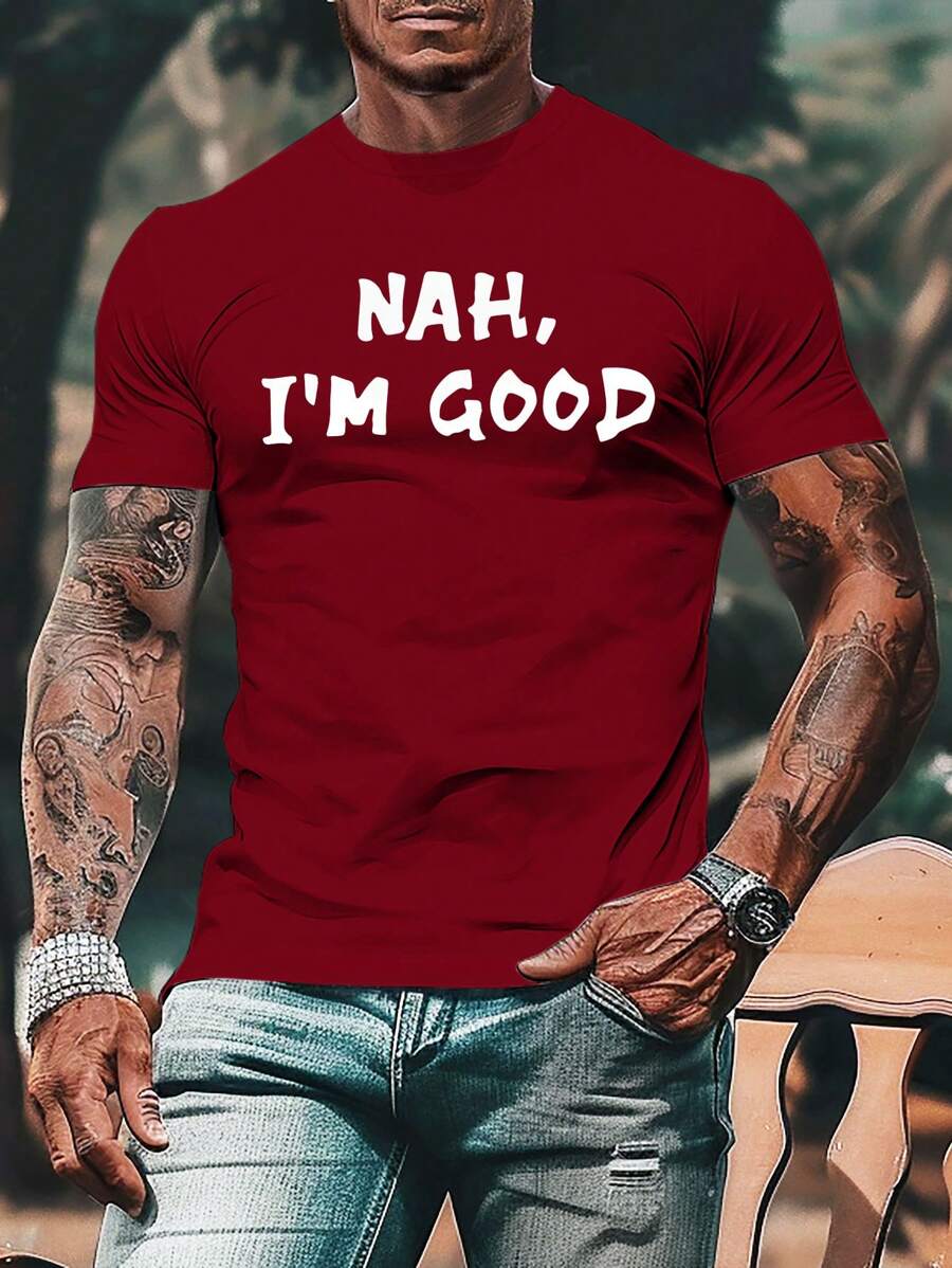 Manfinity Homme 男士短袖t卹,印有口號