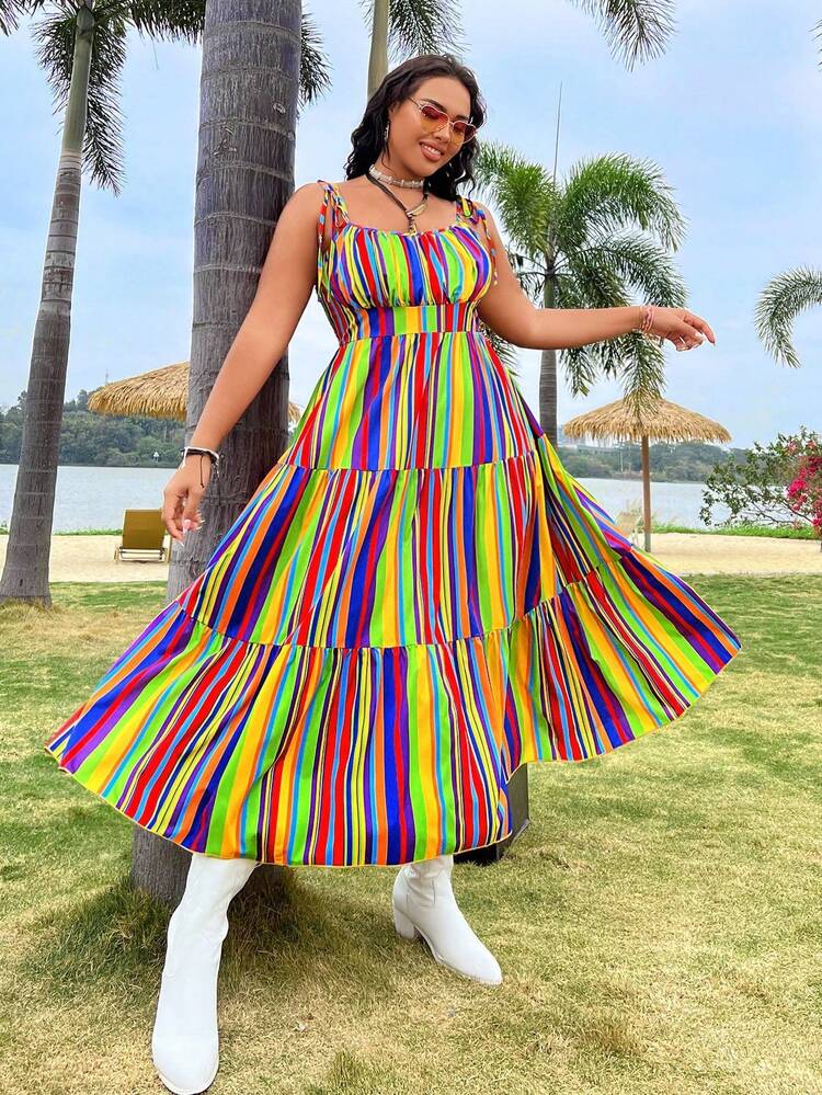 Plus Size Women's Striped Cami Dress