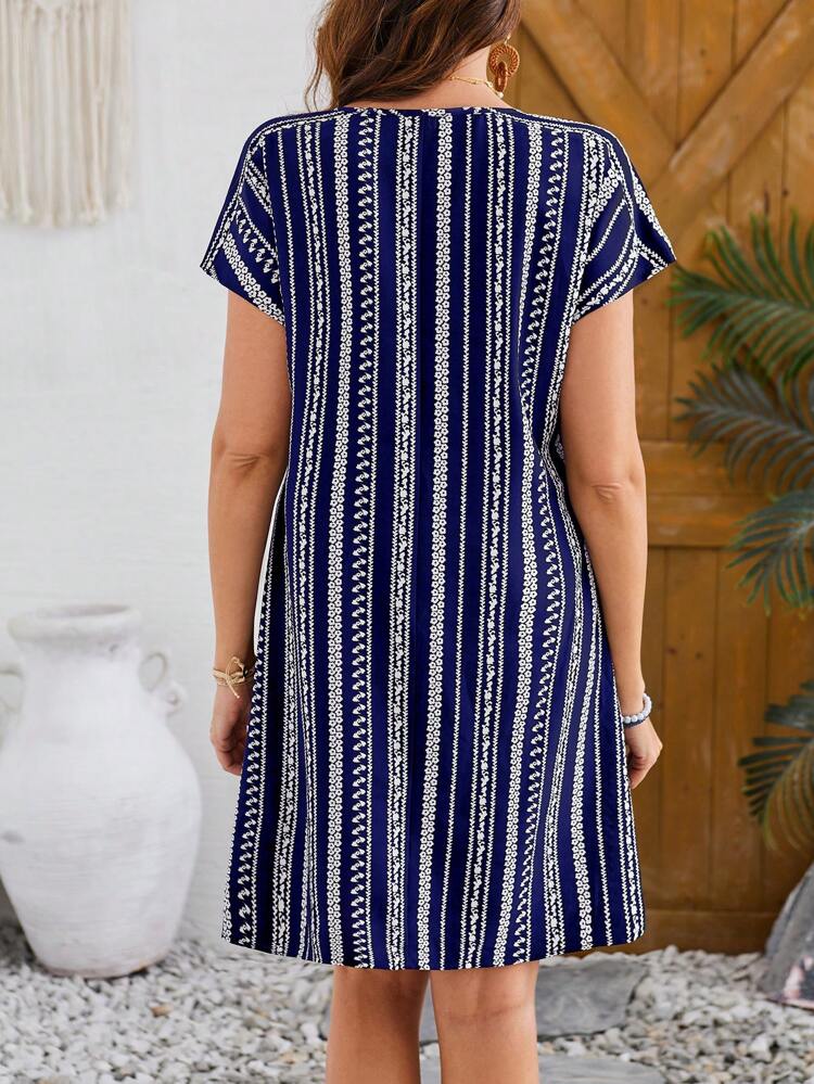 Women's Batwing Sleeve Floral Print Dress
