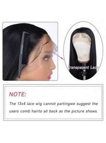 Vearda 13*4 直发假发蕾丝合成黑色直发蕾丝假发预拔婴儿头发长发角色扮演耐热 26 英寸蕾丝前假发 - 黑色 - 查看 10