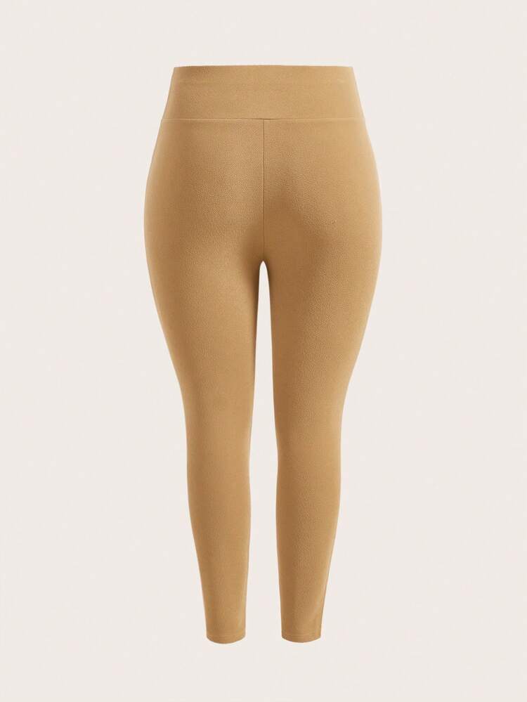 Plus Size Women's Knitted Stretchy High Waisted Long Leggings