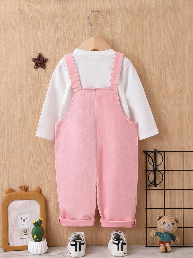 Baby Boy Denim Overalls Long Sleeve Casual Cartoon Two Pieces Set