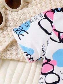 Lässiges, Cooles Kurzarmhemd Für Den Sommer Für Babys Mit Buchstabendruck Und Shorts - Pink - Übersicht 8