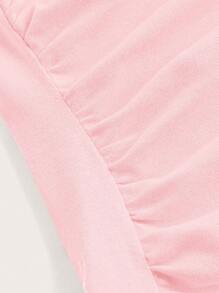 SHEIN EZwear Light Pink Pleated Slim Fit Halter Top