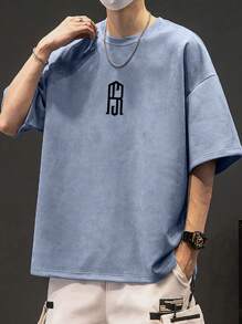 男士字母圖案落肩T恤