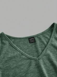 SHEIN EZwear Women's Multicolor Knitted Solid Short Sleeve Tight T-Shirt - Dark Green - View 11