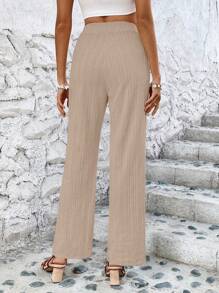 Breezaya Women's Solid Color Straight Leg Casual Pants - Khaki - View 2