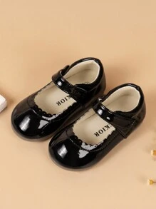 Zapatos planos de moda versátiles y sencillos con suela blanda para bebé - Negro - Ver 2