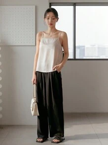 DAZY Business Casual Solid Color Fitted Adjustable Strap Cami Top For Women Summer - Apricot - View 5