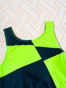 Teen Girl Cute Two-Tone Neon Bikini Set, Bathing Suit Beach Outfit Summer Vacation - Multicolor - View 4