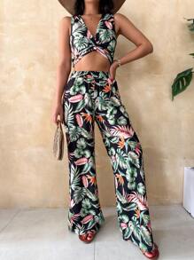 SHEIN Cottnline Two Pieces Bohemian Top And Pant - Multicolor - View 5