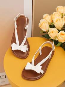 Fashionable And Adorable Flat Sandals With Bowknot For Kids, Great For Holiday - White - View 5