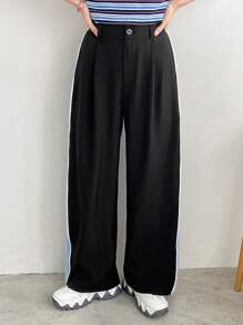 FRIFUL Women's Colorblock Pleated Casual Trousers - Black - View 4