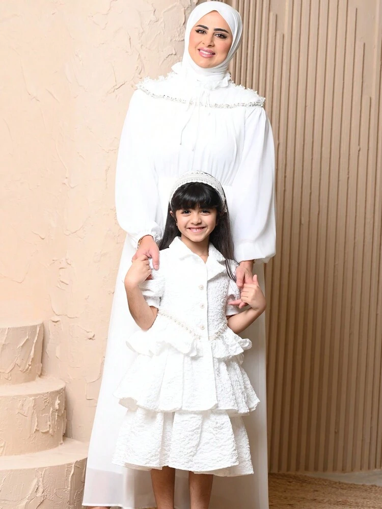 Young Girl Elegant Puff Sleeve Dress