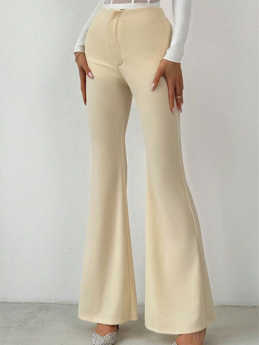 Firerie Women Elegant Solid Color Flare Pants, Suitable For Wedding Season And Dates - Apricot - View 1