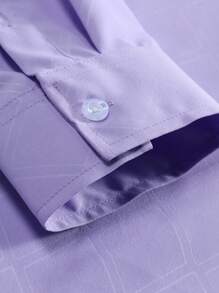 Manfinity Mode Men's Button Down Casual Long Sleeve Shirt, Purple Dress Shirt Men, Men Dress Shirts, Men Business Casual Shirts, Fall - Purple - View 4