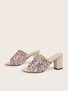 Màu Quả mơ Faux Suede Pha lê Tô điểm Sành điệu Của phụ nữ Giày cao gót Dép xăng đan Đối với Mặc hàng ngày , Yến tiệc , Các bữa tiệc ( Và Màu sắc Của Kim cương giả Ngẫu nhiên ) - Màu be - Xem 2