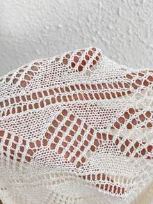 Chiquease 空心針織分開袖蕾絲插帶開衫 - 米色 - 查看 7