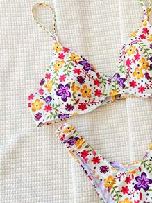 SHEIN Swim Summer Beach Ditsy Floral Underwire Separated Bikini Set, Bikini Set For Women - Multicolor - View 3