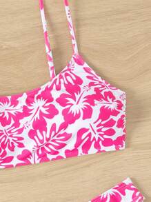 SHEIN Swim 全身印花比基尼套装，两件套泳衣泳装沙滩装夏季度假，夏日海滩 - 彩色 - 查看 5