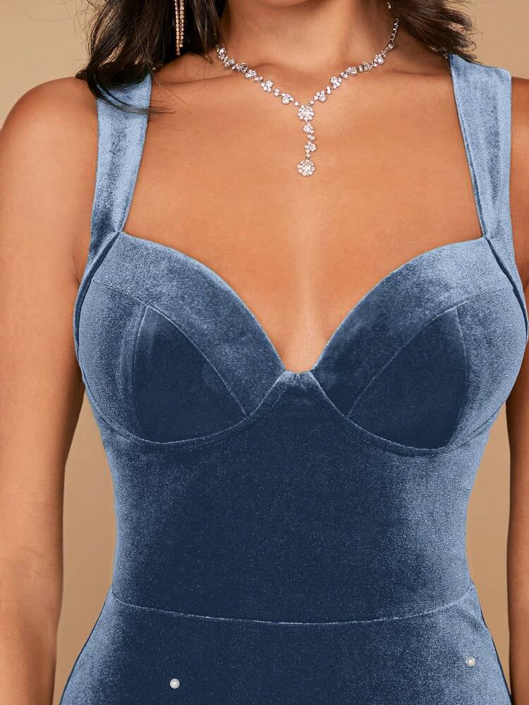 Women's Stud Embellished Waist Cinched Long Tank Dress