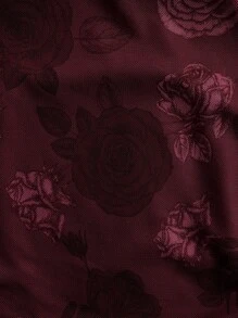 ROMWE Women's Floral Print Sheer Mesh Top With Flared Sleeves - Red - View 4