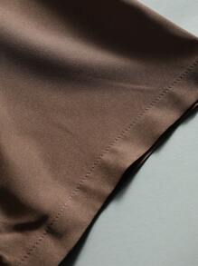 Men's Solid Color Business Casual Short Sleeve Shirt - Brown - View 6