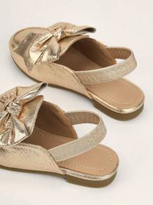 Girls' Flat Shoes With Bowknot Decor And Open Heel, Pink