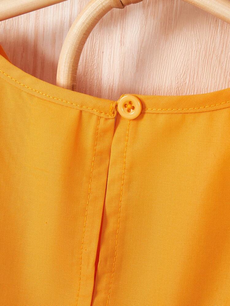 Young Girls' Summer Patchwork Hollow Out Embroidery Decorated Ruffle Hem Top