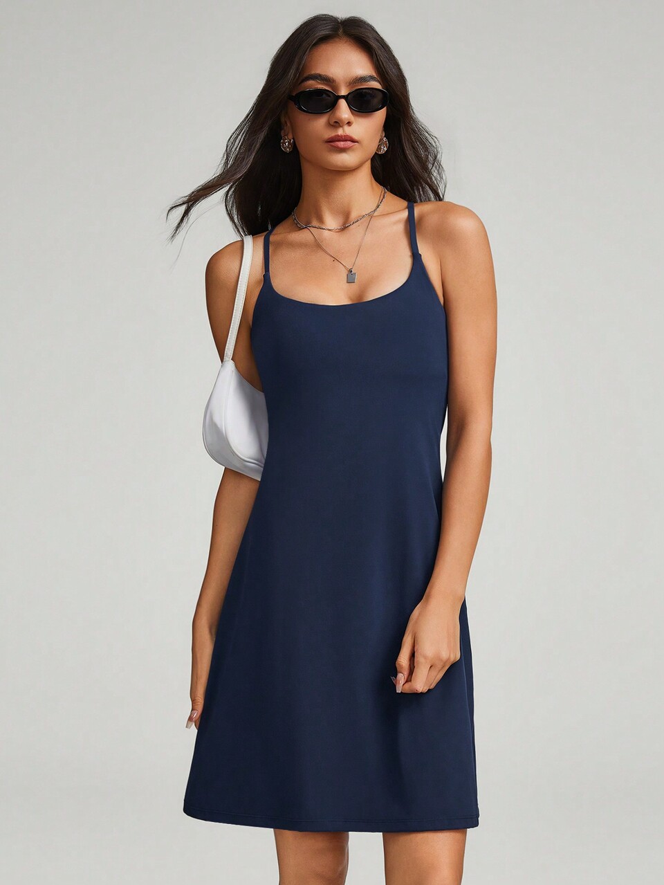 FeatherFit™-Air Peekaboo Adjustable Racerback Pocket Anti-Slip Powerful Dress With Built-In Shorts Yoga Pilates Summer Quick Dry Moisture Wicking