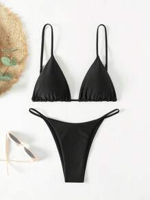 Swim Vcay Women's Solid Color Sexy Bikini Swimsuit Set, Summer Beach