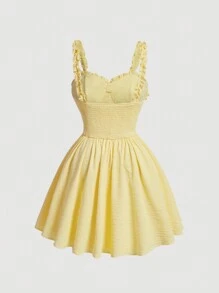 SHEIN MOD Kích thước lớn Sáng Vàng Dây đeo Mì Ý  Đầm - Màu vàng - Xem 2