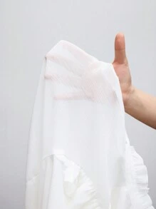 Maija 女式長袖衫,有拼接和荷葉邊設計 - 白色 - 查看 11