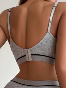 Lãng mạn Bộ sưu tập Sọc Khối màu Bras - Màu Xám nhạt - Xem 1