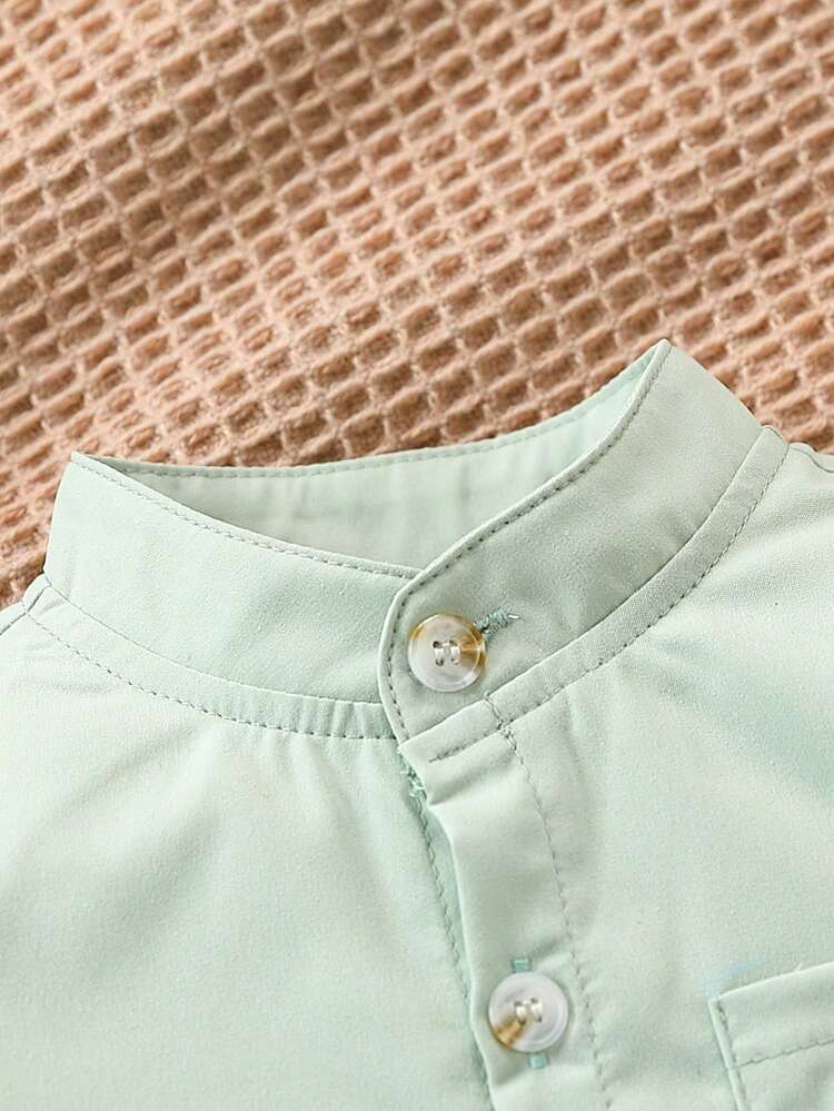 2pcs/Set Baby Boy Dinosaur Embroidered Long Sleeve Top And Washed Denim Shorts, Spring/Summer Fashionable Outfit