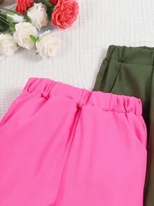 Sparklyn 3pcs/Pack Tween Girls' Cargo Pants Chic Outfits For Autumn/Winter - Multicolor - View 3