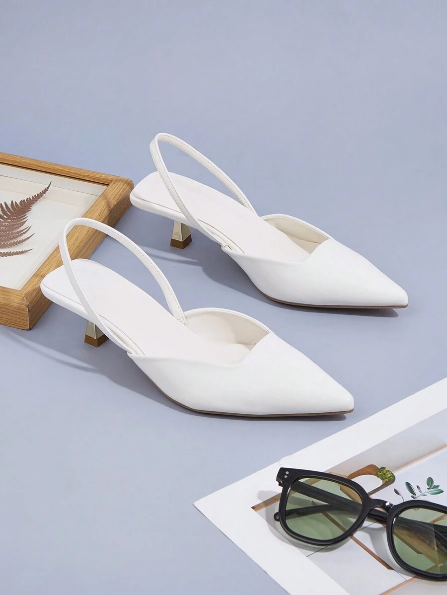 2024 女士新款时尚优雅魅力蝴蝶结尖头不对称剪裁平底鞋 - 白色 - 查看 1