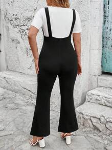 SHEIN Unity Tuta A Zampa Di Taglia Forte Da Donna Di Colore Unito Con Bretelle