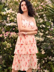 Aveloria Floral Print Frill Trim Cami Dress