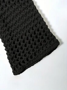 New Stylish Design Women Sweater With Hollow Out Flared Sleeve - Black - View 7