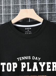 Men's Tennis Letter Printed Oversized T-Shirt