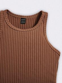 SHEIN LUNE 女士針織固色圓領無袖修身休閒連衣裙3入組 - 彩色 - 查看 6