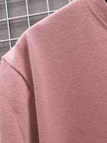 Manfinity Homme Camiseta casual de cuello redondo de unicolor para hombre, camiseta rosa para hombre, top rosa para hombre, camiseta lisa, camiseta color moca para hombre