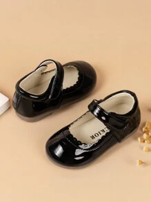 Zapatos planos de moda versátiles y sencillos con suela blanda para bebé - Negro - Ver 5