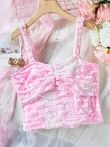 少女夏日特惠編織面料漸變假期背心 - 彩色 - 查看 1