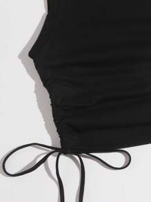 SHEIN EZwear 黑色針織加大尺寸女用背心短褲套裝