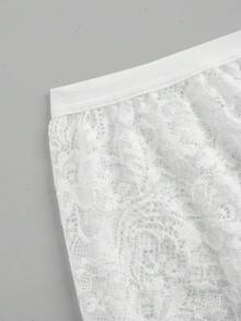 SHEIN Qutie Falda blanca de encaje transparente - Blanco - Ver 3